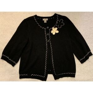 Womens Cardigan Swing Sweater Sz XL Black White